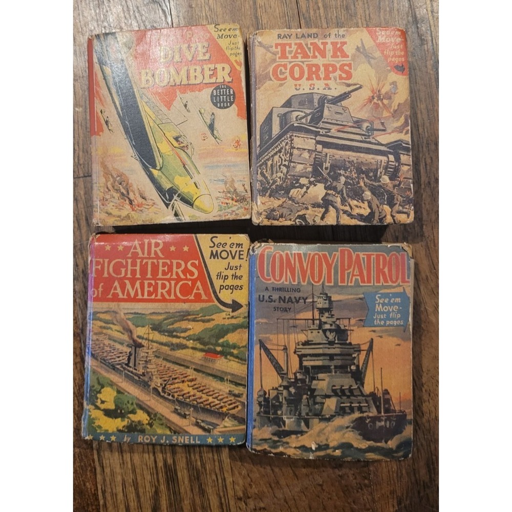 4 vintage BIG LITTLE BOOKS: WW2 WAR, MILITARY / WAR TYPE